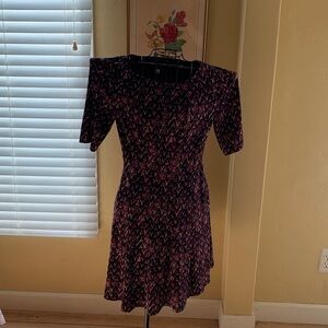Dress Barn - Chic Black and Plum/Eggplant Patterned Dress